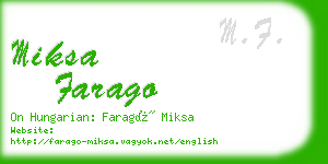 miksa farago business card